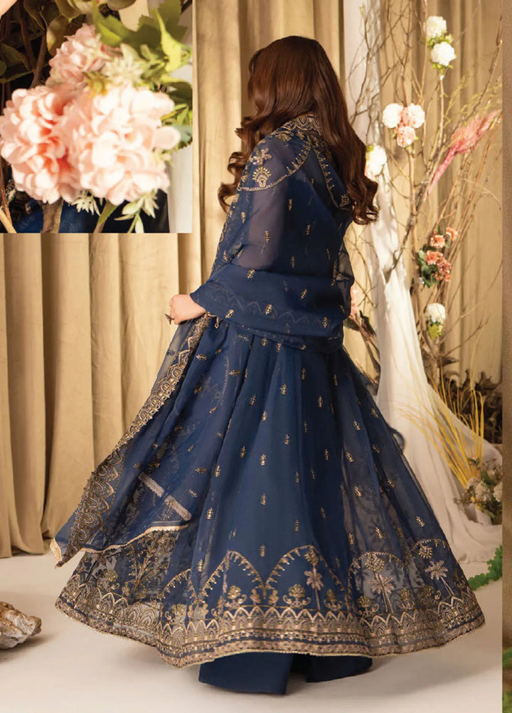 Humdum Embroidered Organza Suits Unstitched 4 Piece HD25LFD D-08 - Formals Collection