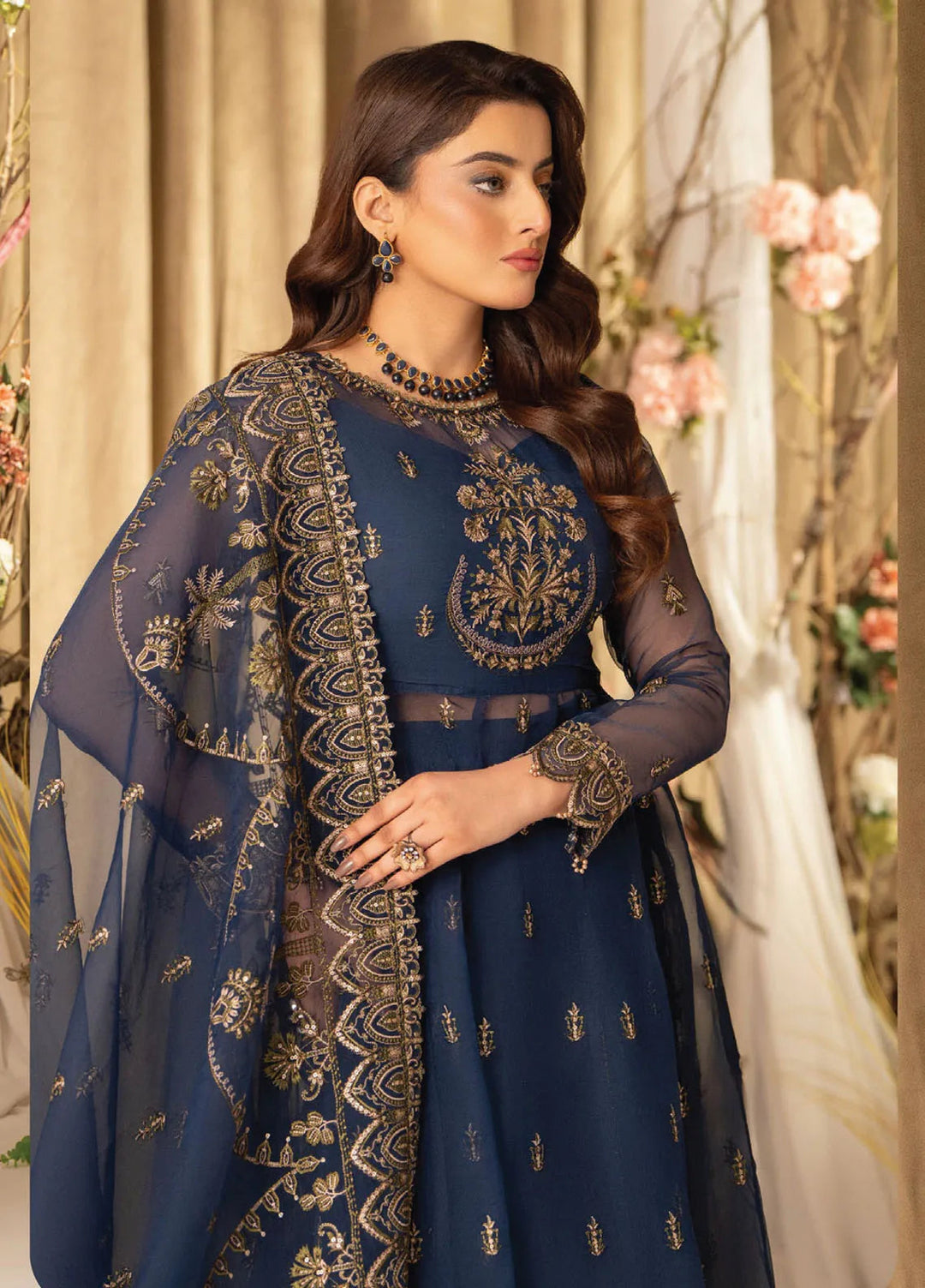 Humdum Embroidered Organza Suits Unstitched 4 Piece HD25LFD D-08 - Formals Collection