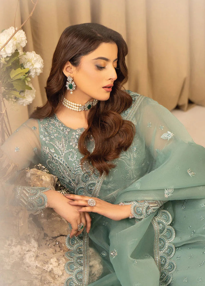 Humdum Embroidered Organza Suits Unstitched 4 Piece HD25LFD D-10 - Formals Collection