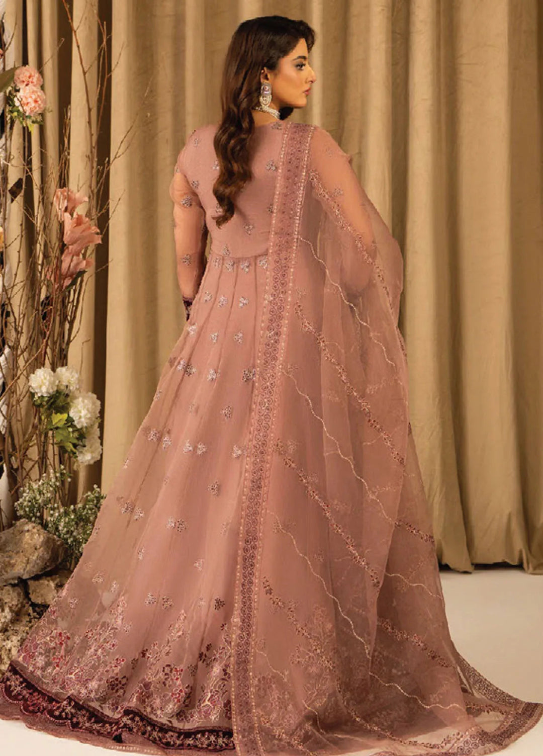 Humdum Embroidered Organza Suits Unstitched 4 Piece HD25LFD D-12 - Formals Collection