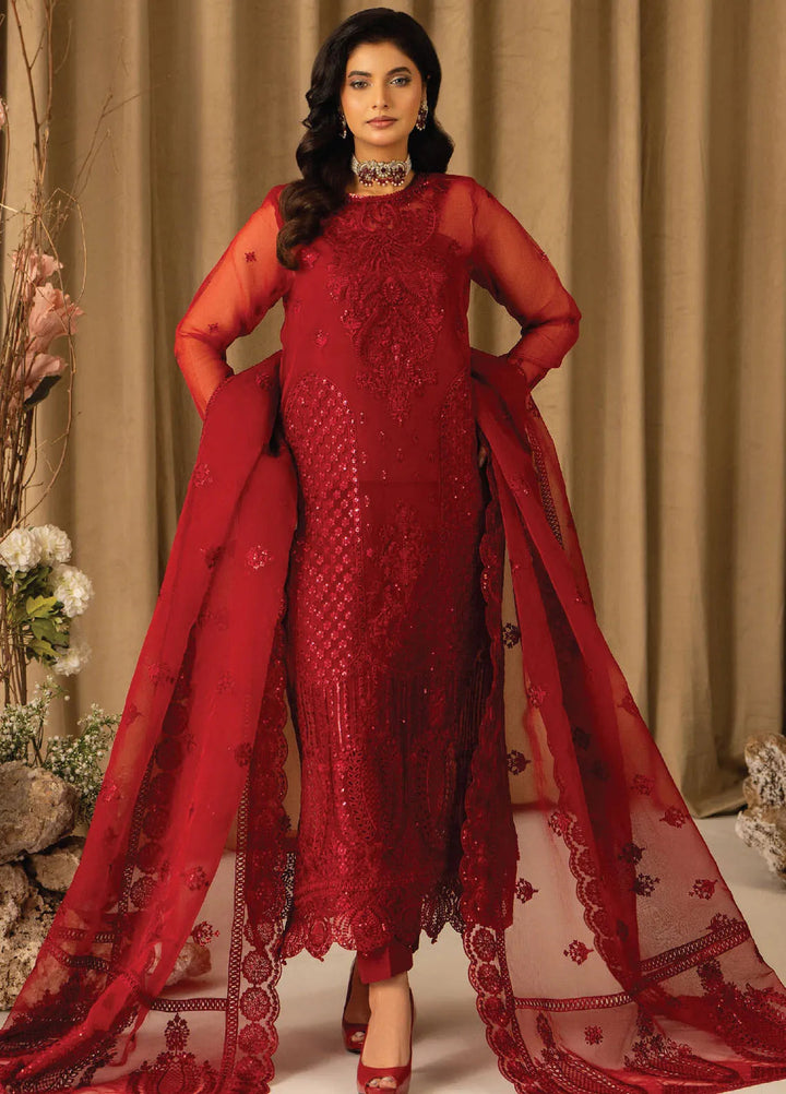 Humdum Embroidered Organza Suits Unstitched 4 Piece HD25LFD D-13 - Formals Collection