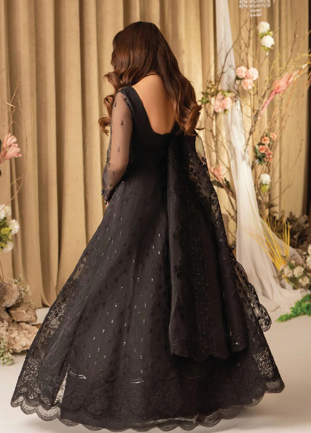 Humdum Embroidered Organza Suits Unstitched 4 Piece HD25LFD D-15 - Formals Collection