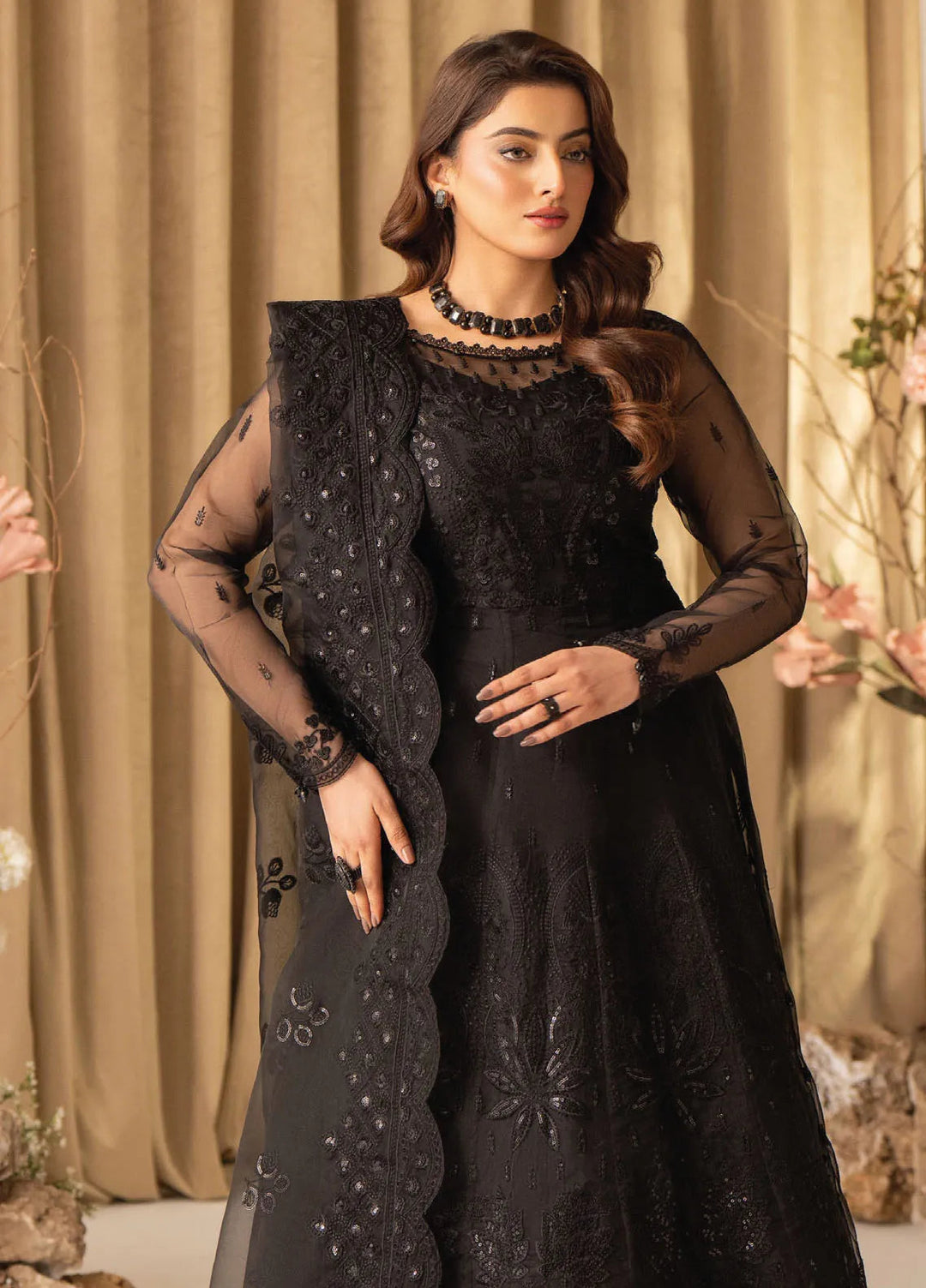 Humdum Embroidered Organza Suits Unstitched 4 Piece HD25LFD D-15 - Formals Collection