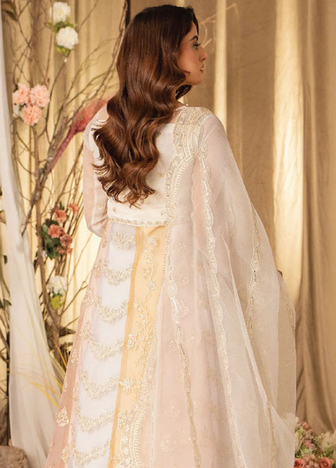 Humdum Embroidered Organza Suits Unstitched 4 Piece HD25LFD D-16 - Formals Collection