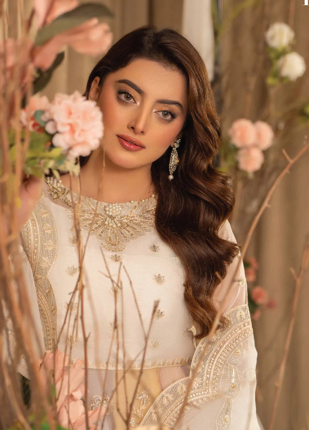 Humdum Embroidered Organza Suits Unstitched 4 Piece HD25LFD D-16 - Formals Collection