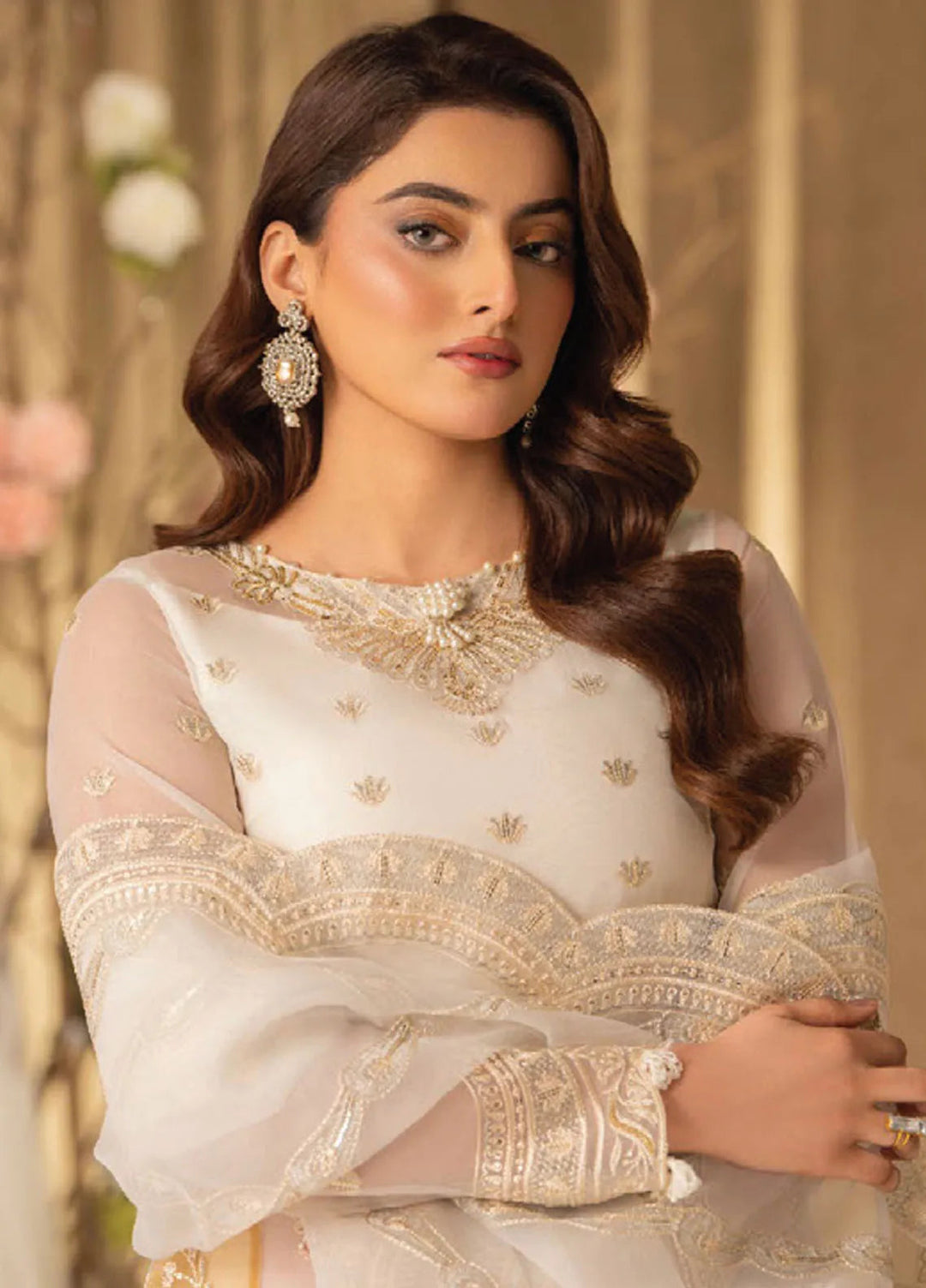 Humdum Embroidered Organza Suits Unstitched 4 Piece HD25LFD D-16 - Formals Collection