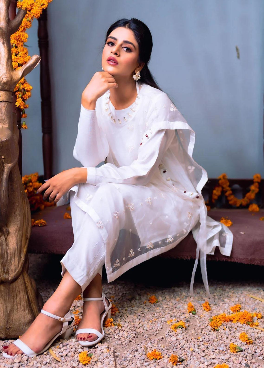 PSK Couture Pret Embroidered Tissue 2 Piece Suit ARCTIC QUEEN