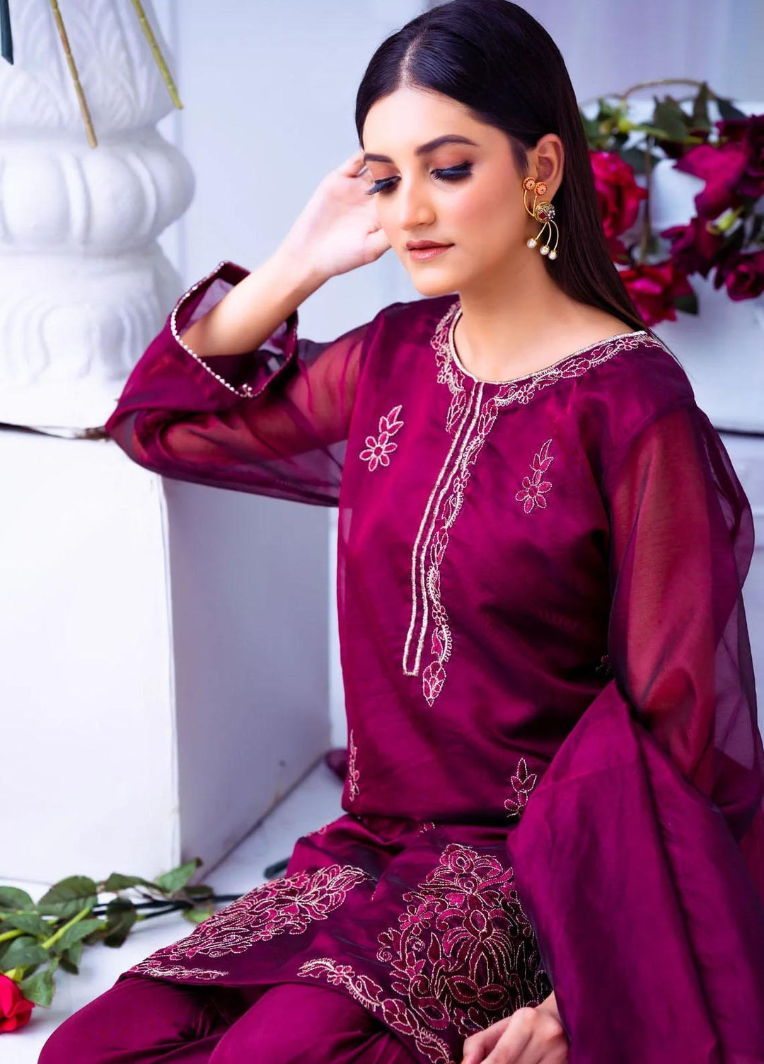 PSK Couture Pret Embroidered Tissue 4 Piece Suit LOVE POTION