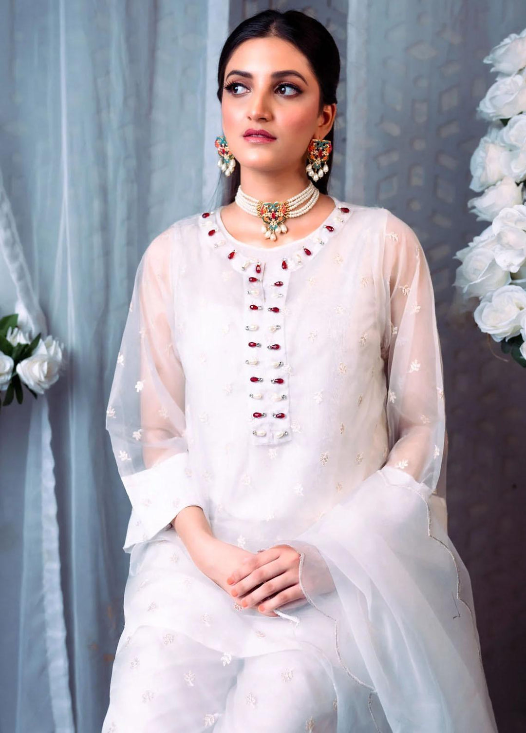 PSK Couture Pret Embroidered Tissue 4 Piece Suit MAJESTIC PEARL ll