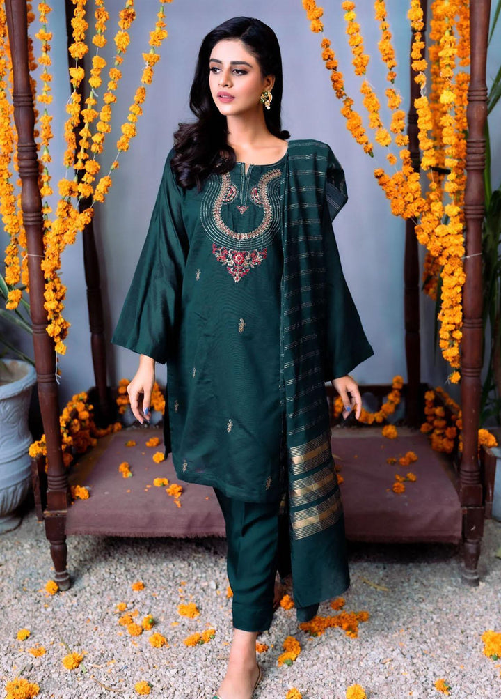 PSK Couture Pret Embroidered Cotton Net 3 Piece Suit MIDNIGHT MAGIC