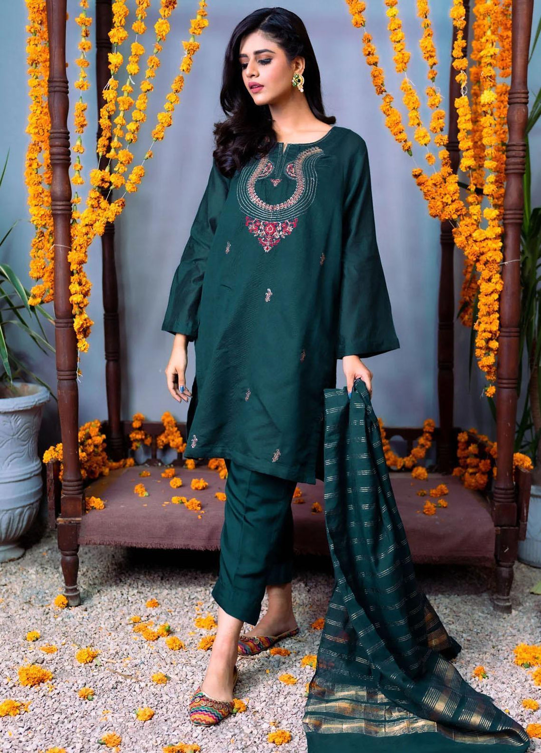 PSK Couture Pret Embroidered Cotton Net 3 Piece Suit MIDNIGHT MAGIC