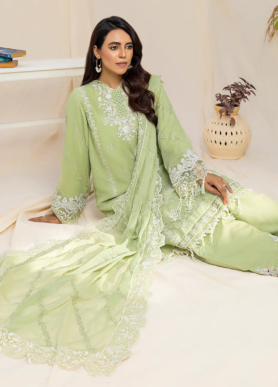 Husn Ara by Salitex Embroidered Chiffon Suits Unstitched 3 Piece SSS24U3P047UT - Formal Collection