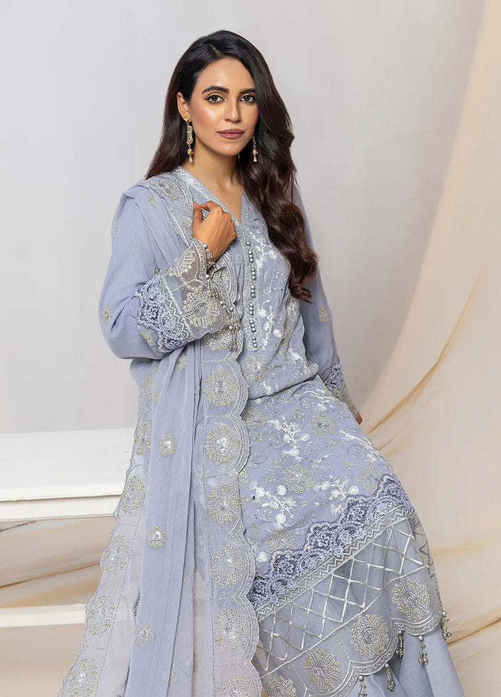 Husn Ara by Salitex Embroidered Chiffon Suits Unstitched 3 Piece SSS24U3P049UT - Formal Collection