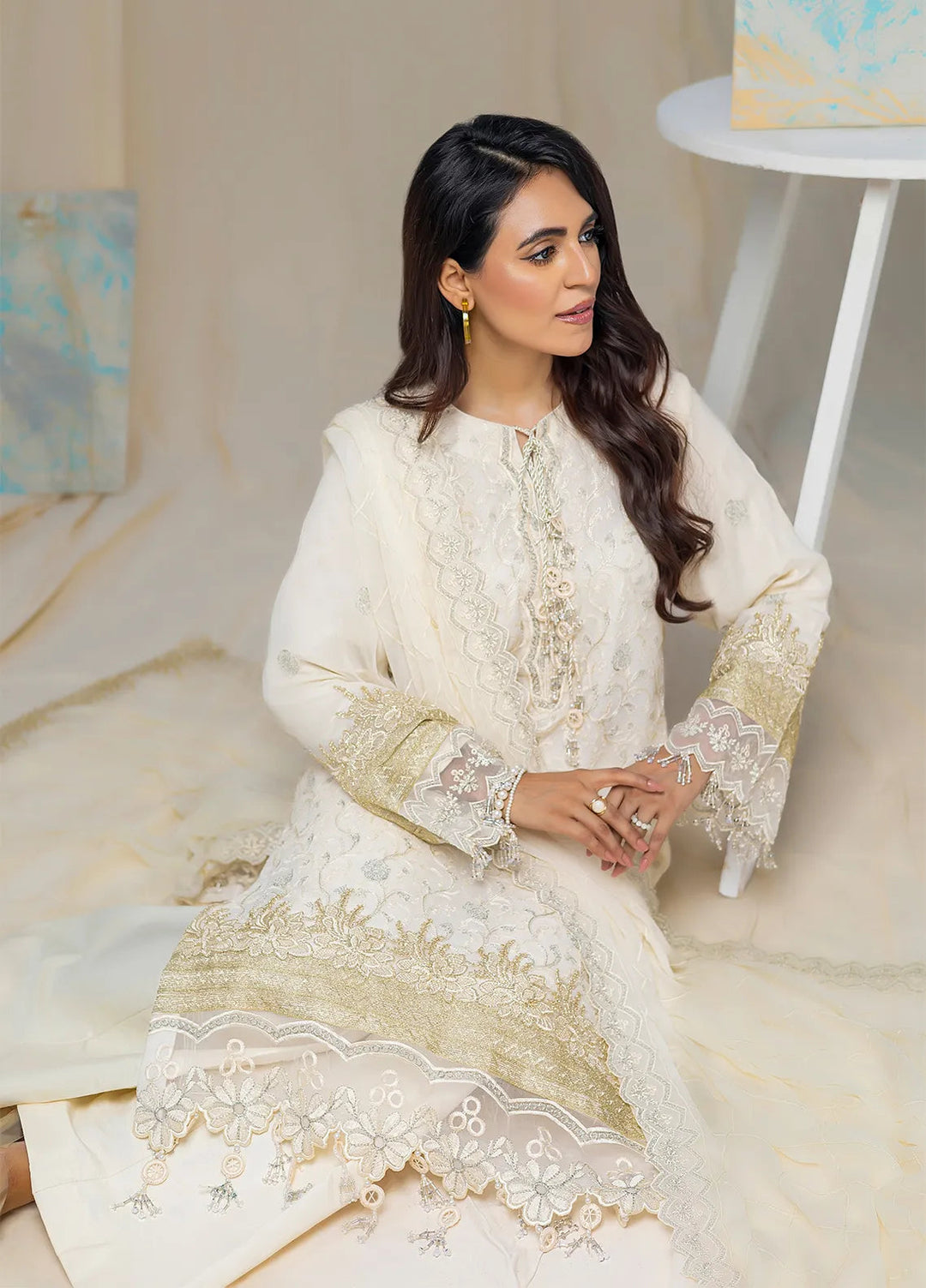 Husn Ara by Salitex Embroidered Chiffon Suits Unstitched 3 Piece SSS24U3P051UT - Formal Collection