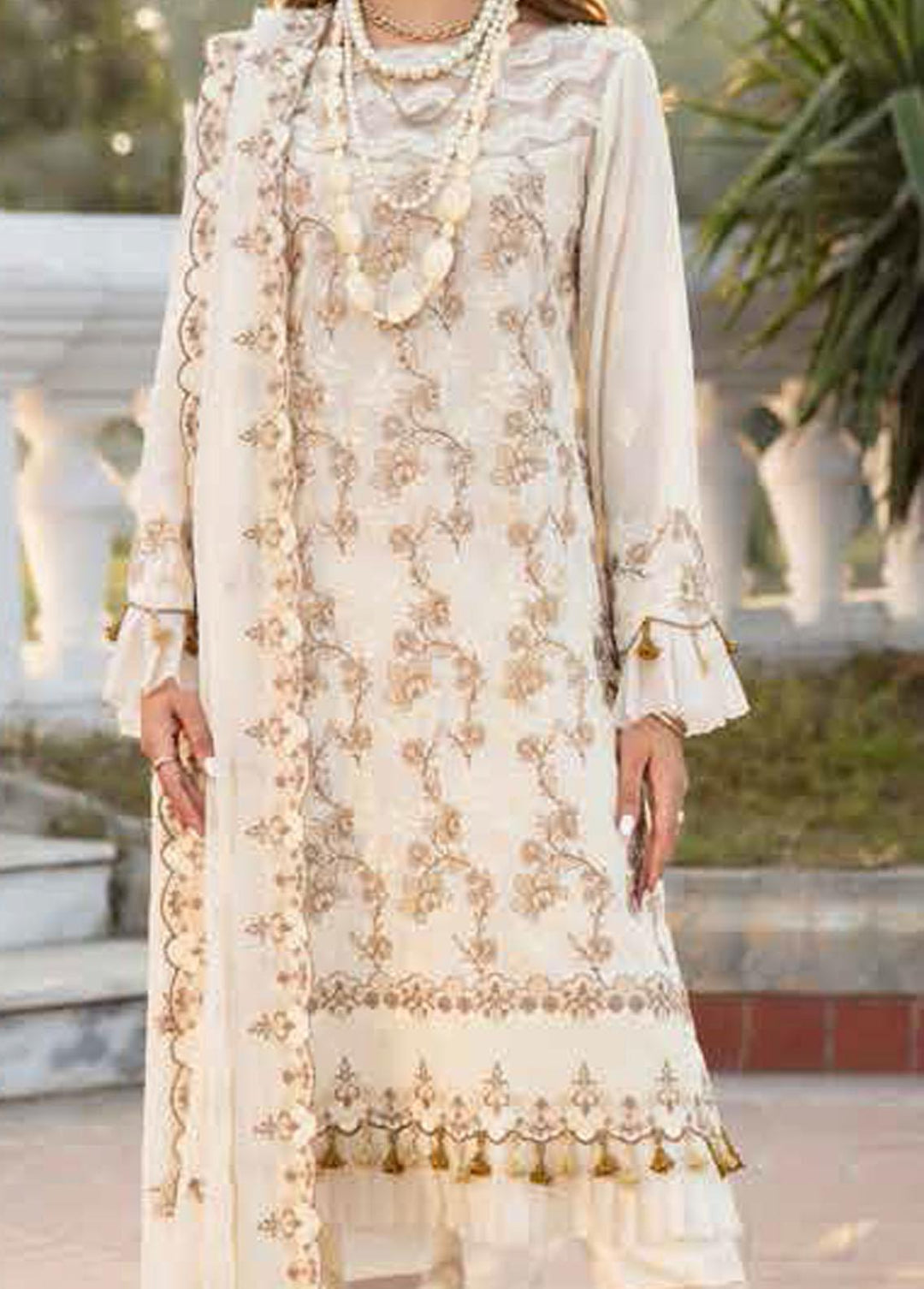 Husn-e-Ara by Banafsheh Embroidered Lawn Suits Unstitched 3 Piece BF22HA BNS-01 - Luxury Collection
