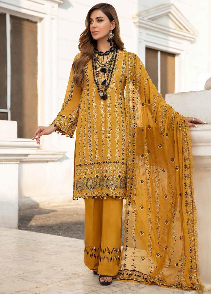 Husn-e-Ara by Banafsheh Embroidered Lawn Suits Unstitched 3 Piece BF22HA BNS-08 - Luxury Collection