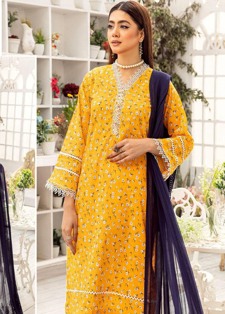 Husn-E-Jahan By Aalaya Printed Lawn Suits Unstitched 3 Piece ALY23HJ D-06 - Summer Collection