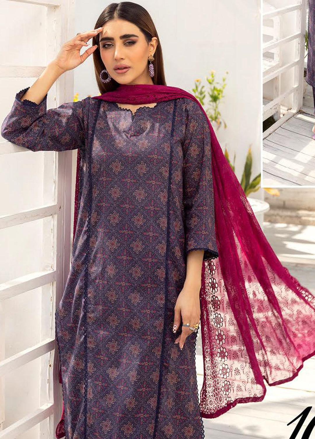 Husn-E-Jahan By Aalaya Printed Lawn Suits Unstitched 3 Piece ALY23HJ D-10 - Summer Collection