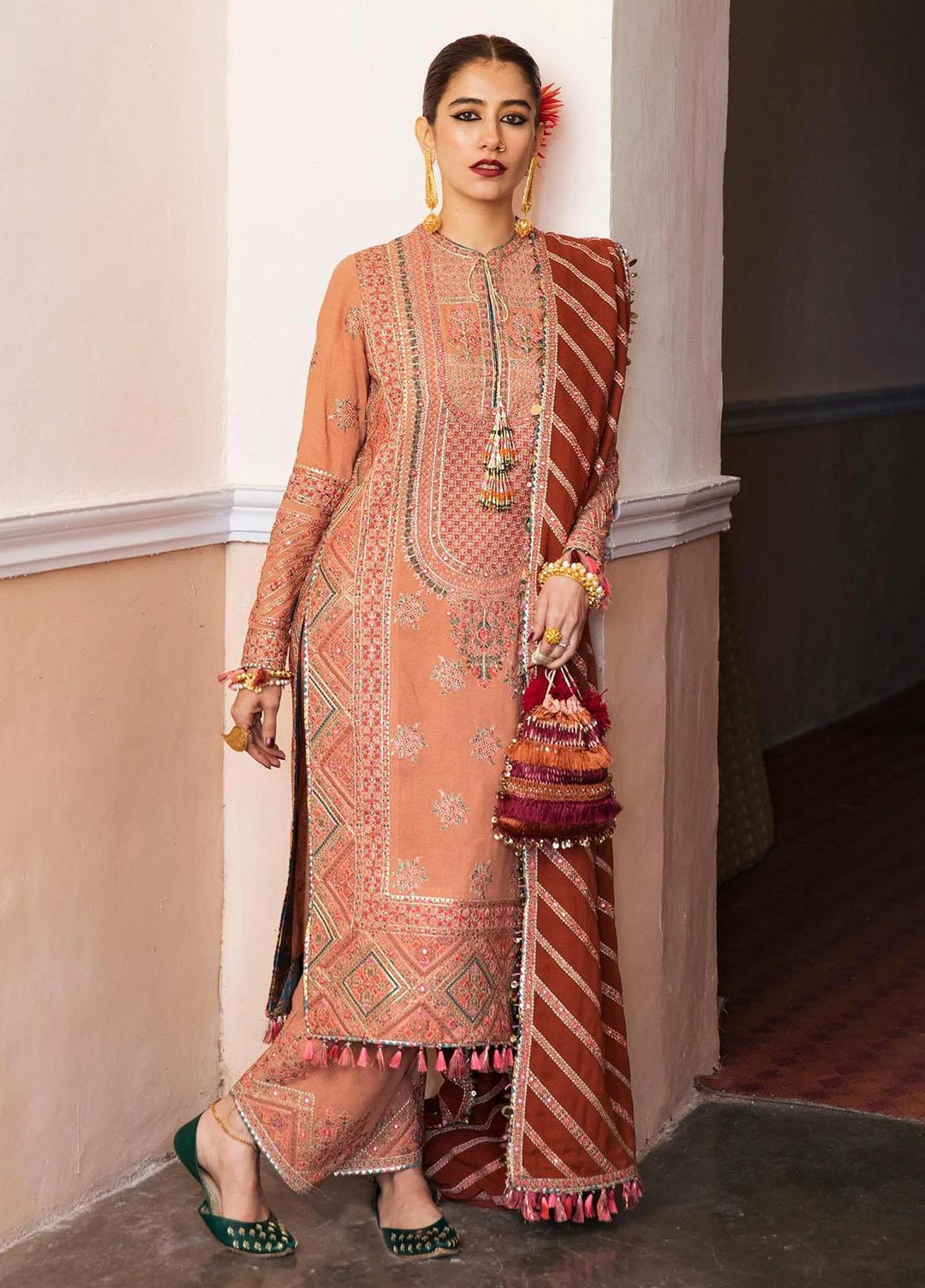 Hussain Rehar Embroidered Karandi Suits Unstitched 3 Piece HRR22AW Deep - Winter Collection