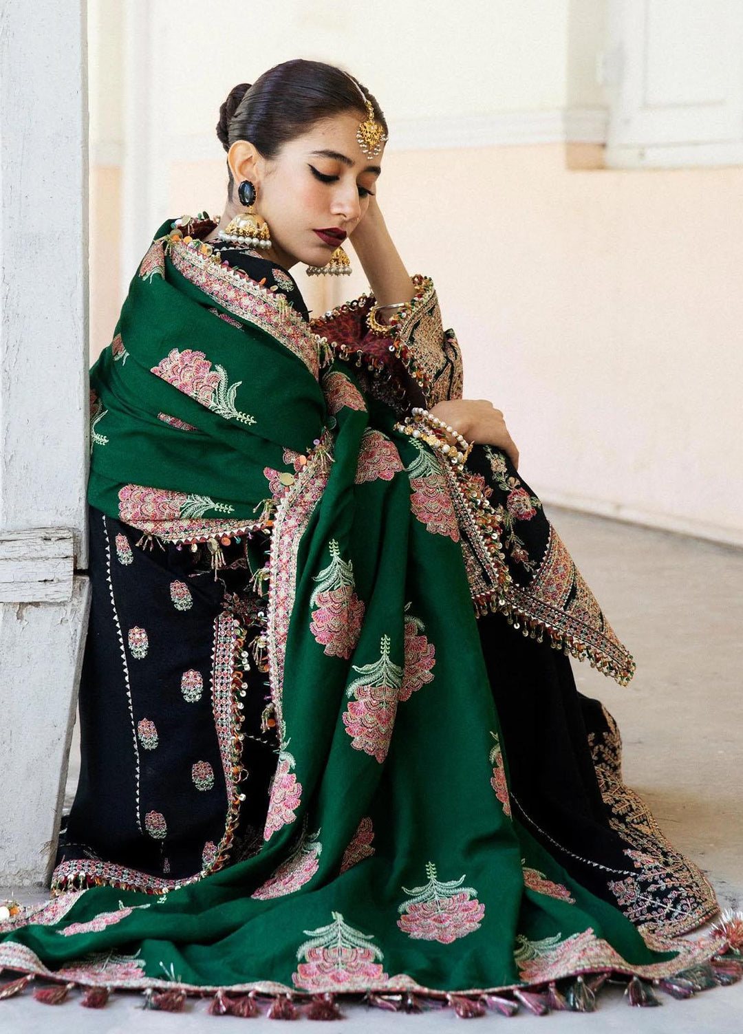 Hussain Rehar Embroidered Karandi Suits Unstitched 3 Piece HRR22AW Verde - Winter Collection