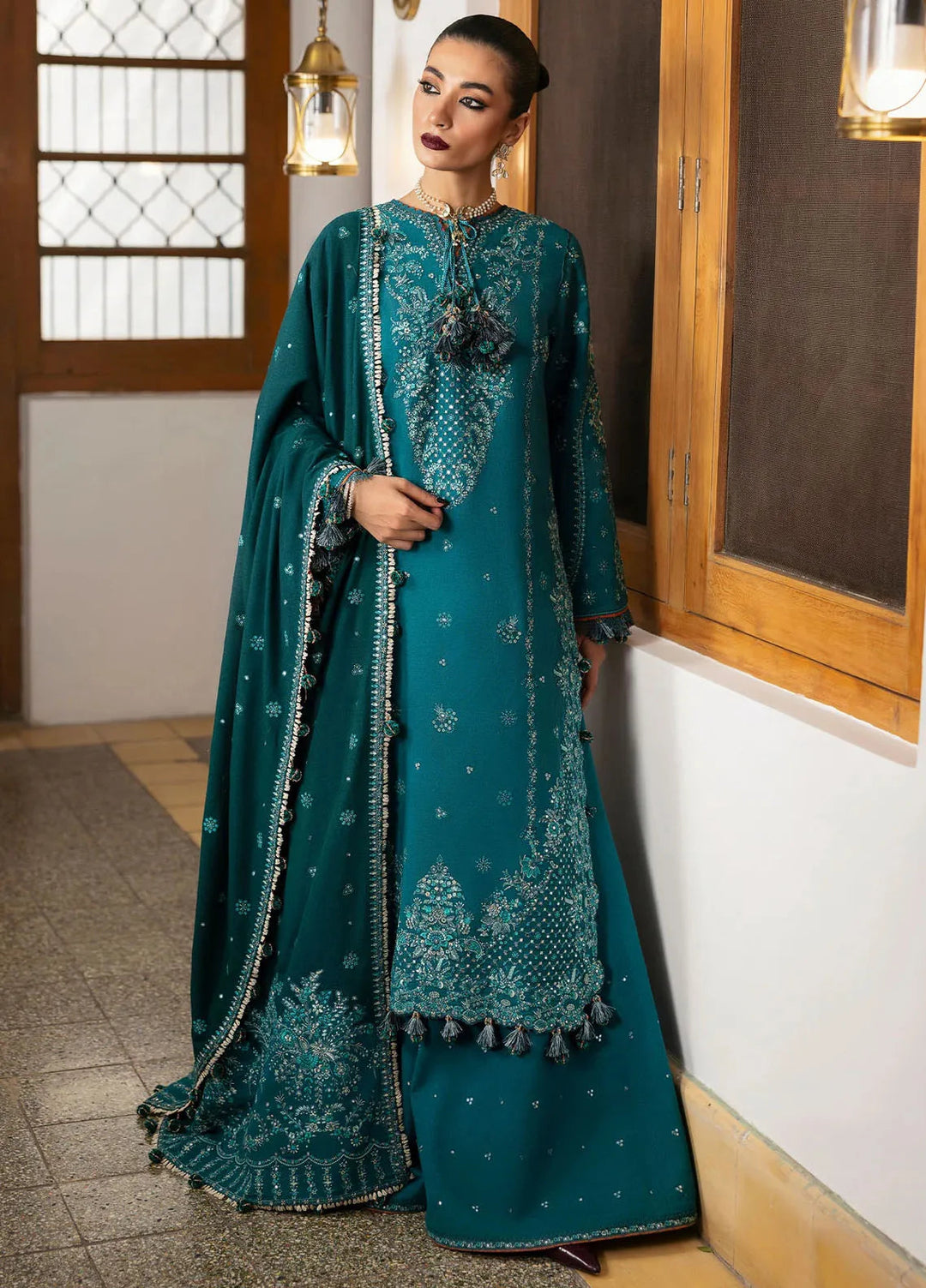 Hussain Rehar Embroidered Karandi Suit Unstitched 3 Piece HRR24W Durk - Winter Collection