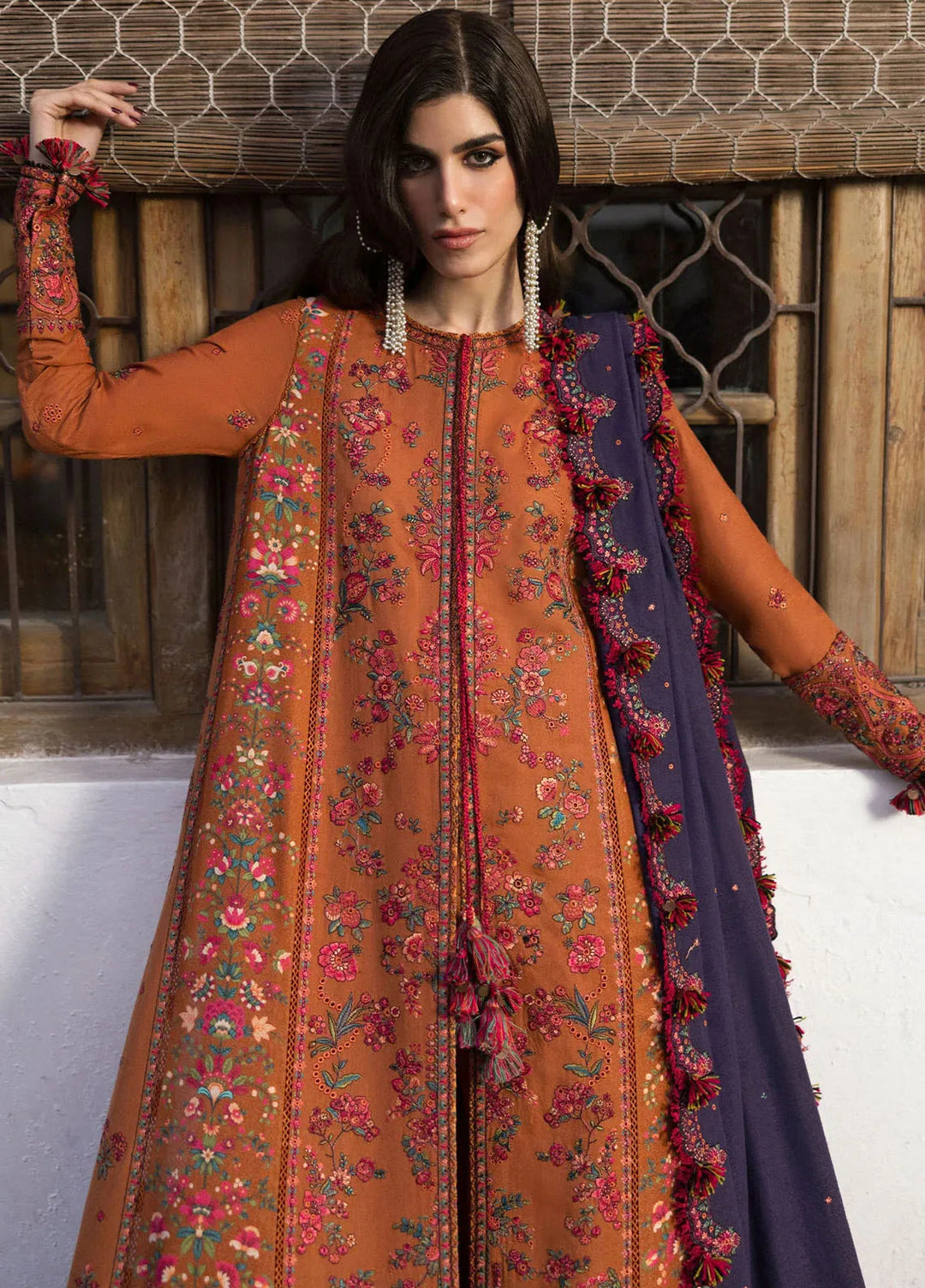 Hussain Rehar Embroidered Karandi Suit Unstitched 3 Piece HRR24W Kamal - Winter Collection