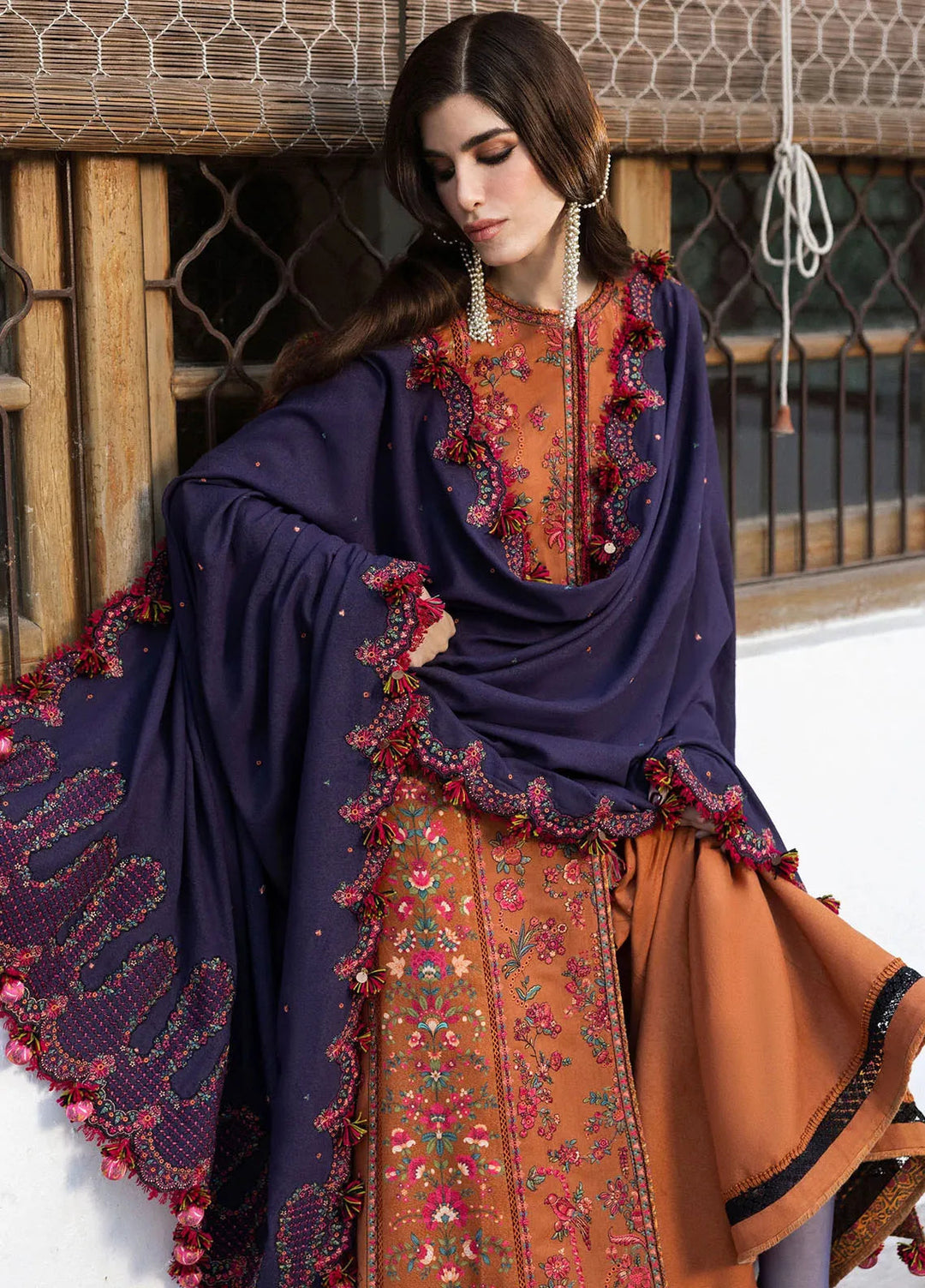 Hussain Rehar Embroidered Karandi Suit Unstitched 3 Piece HRR24W Kamal - Winter Collection