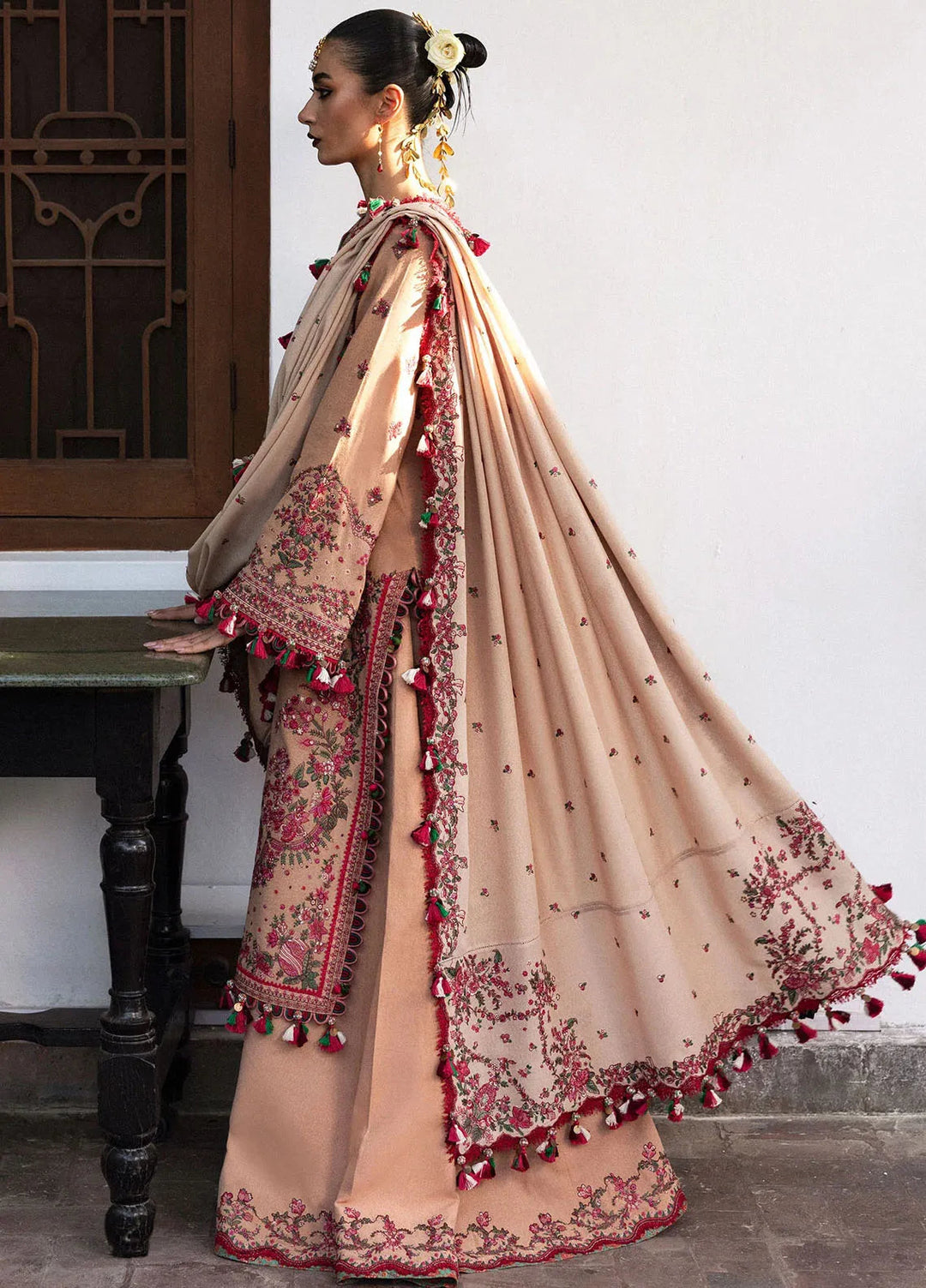 Hussain Rehar Embroidered Karandi Suit Unstitched 3 Piece HRR24W Lali - Winter Collection