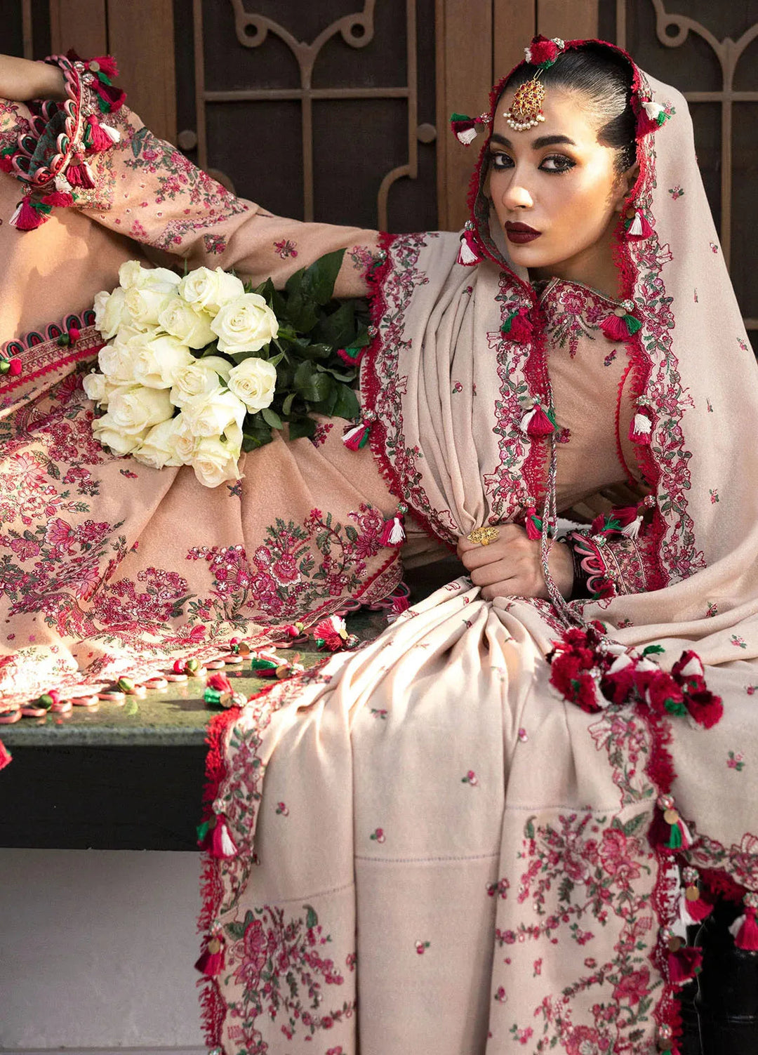 Hussain Rehar Embroidered Karandi Suit Unstitched 3 Piece HRR24W Lali - Winter Collection