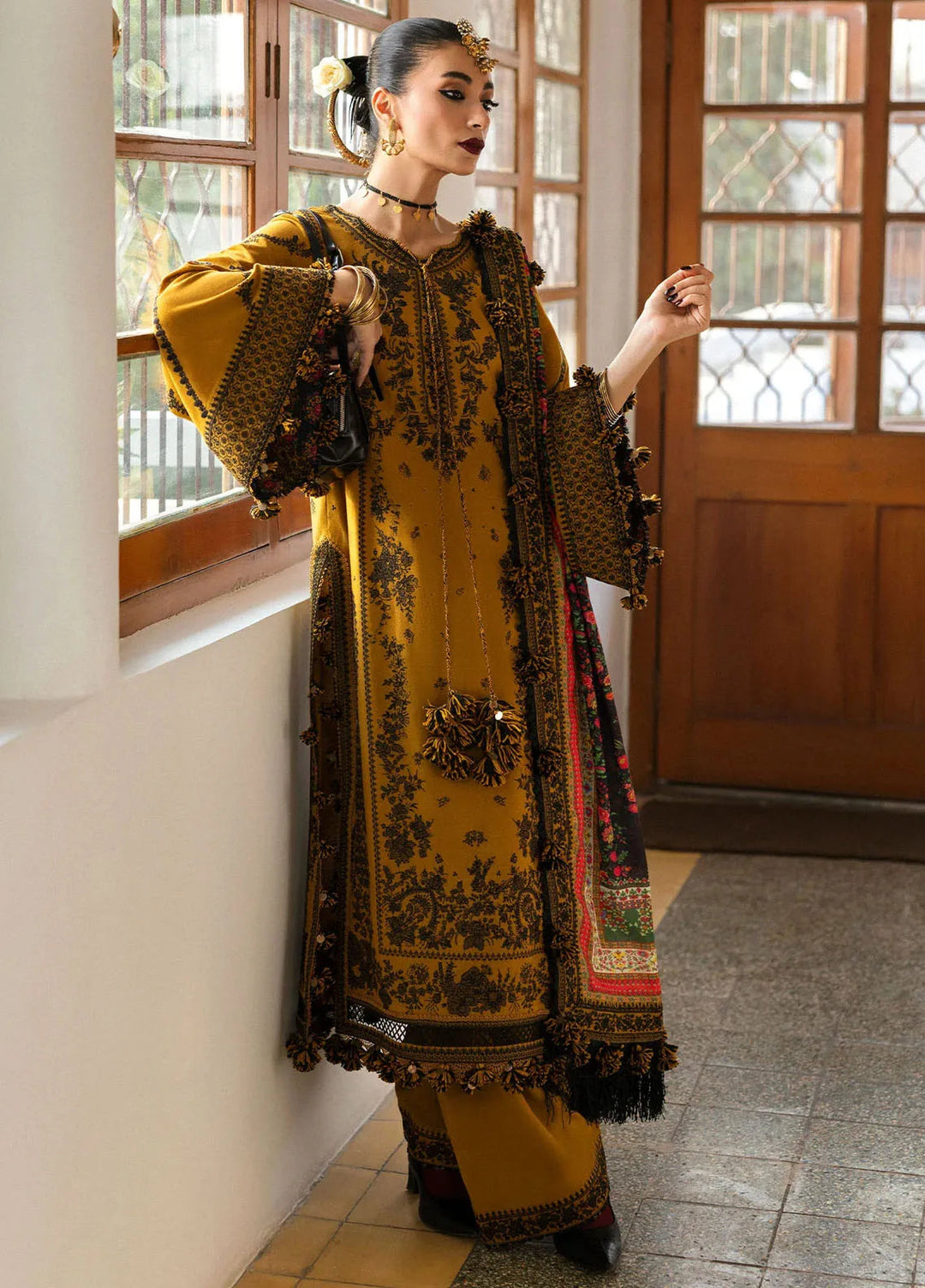 Hussain Rehar Embroidered Karandi Suit Unstitched 3 Piece HRR24W Saage - Winter Collection