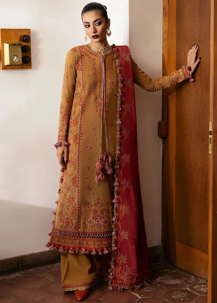 Hussain Rehar Embroidered Karandi Suit Unstitched 3 Piece HRR24W Tawn - Winter Collection