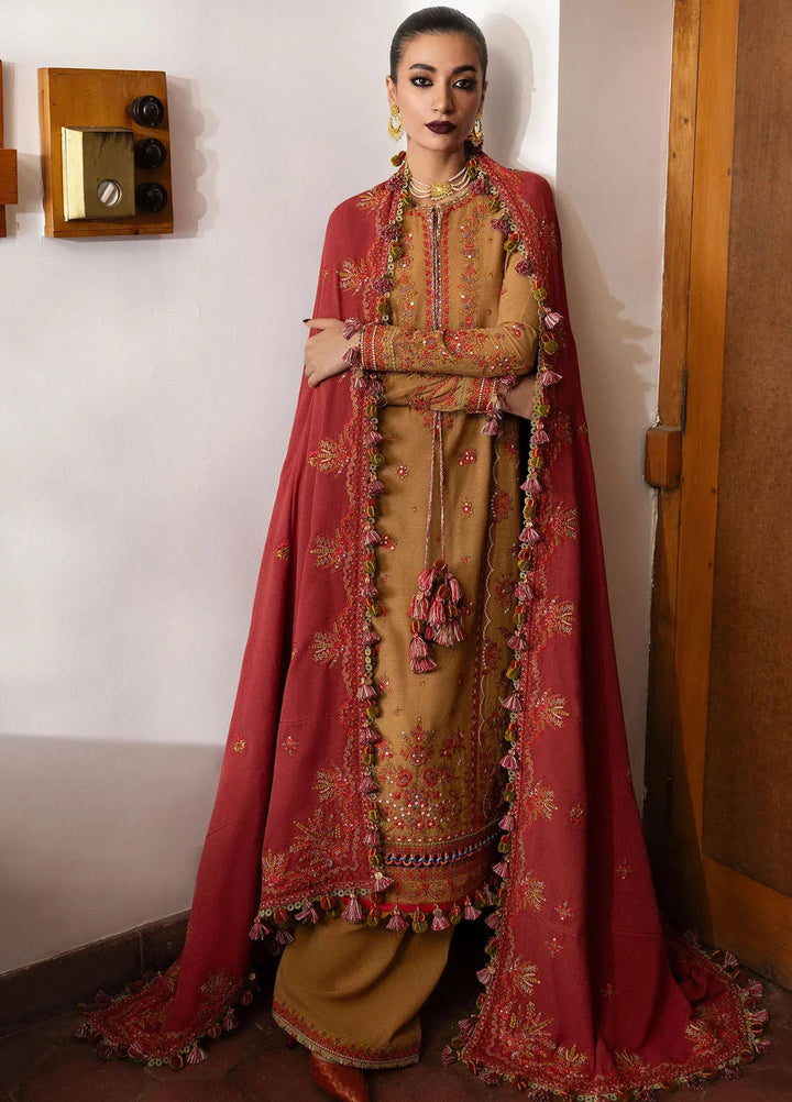 Hussain Rehar Embroidered Karandi Suit Unstitched 3 Piece HRR24W Tawn - Winter Collection