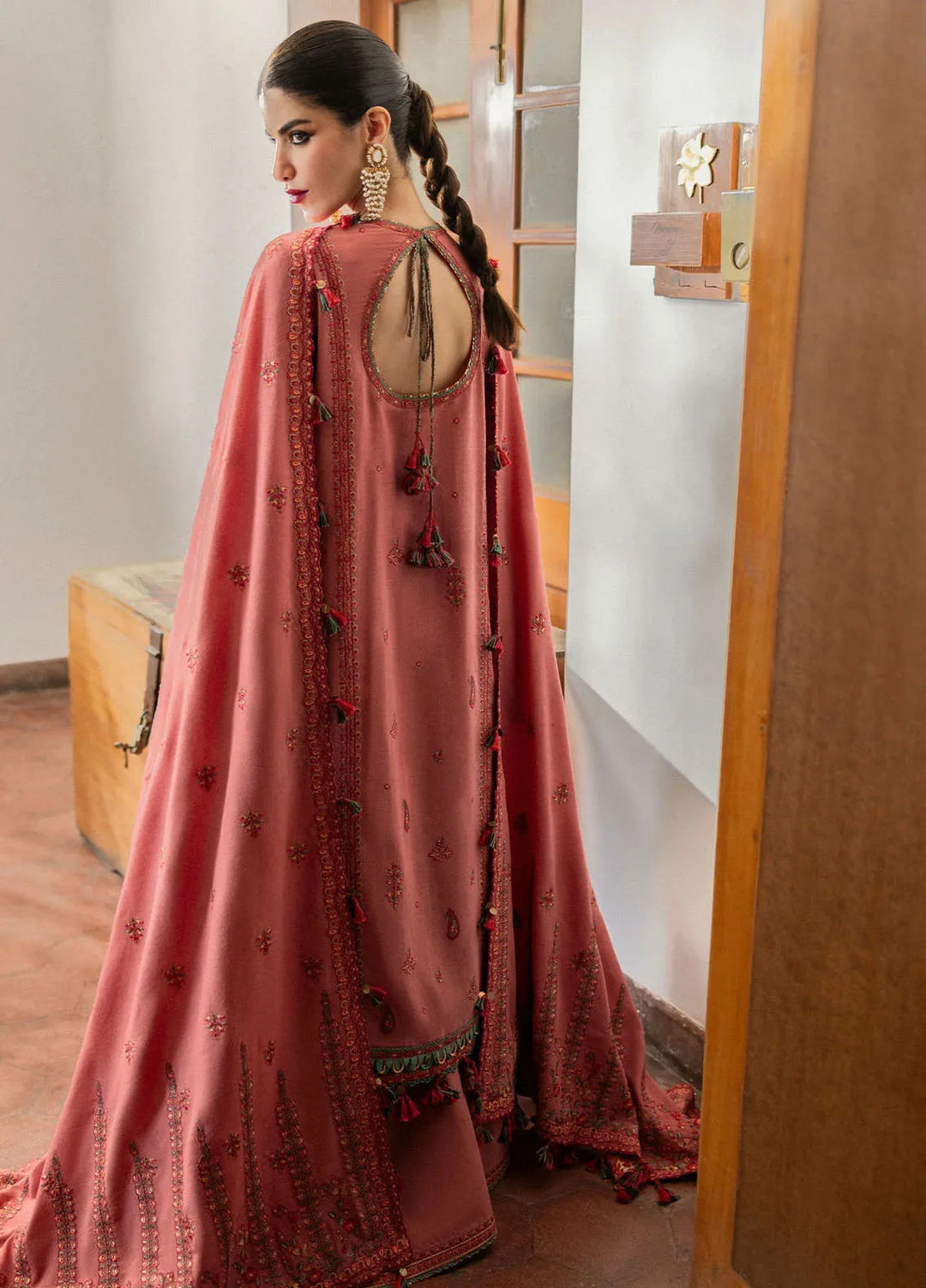Hussain Rehar Embroidered Karandi Suit Unstitched 3 Piece HRR24W Tulle - Winter Collection
