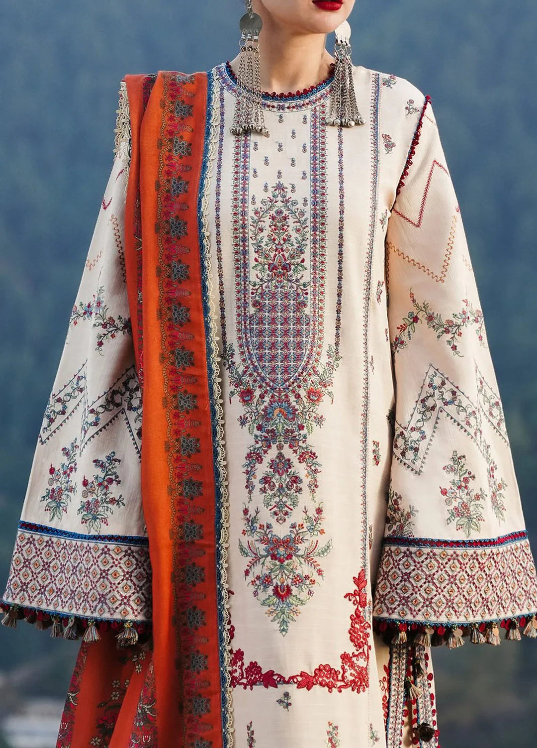 Hussain Rehar Embroidered Khaddar Suits Unstitched 3 Piece HRR24WS Almas - Winter Collection