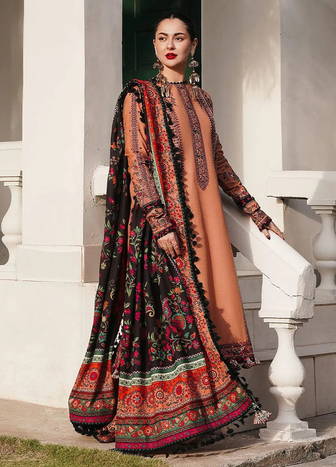 Hussain Rehar Embroidered Khaddar Suits Unstitched 3 Piece HRR24WS Sahira - Winter Collection