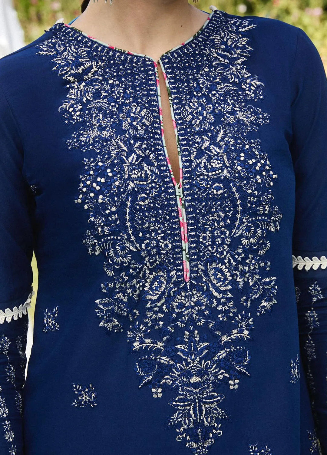 Hussain Rehar Embroidered Lawn Suit Unstitched 3 Piece HRR24S Cyan - Summer Collection