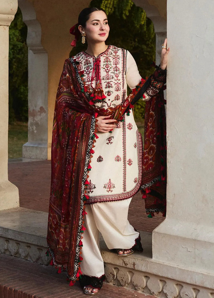 Hussain Rehar Embroidered Lawn Suit Unstitched 3 Piece HRR24S Fawn - Summer Collection