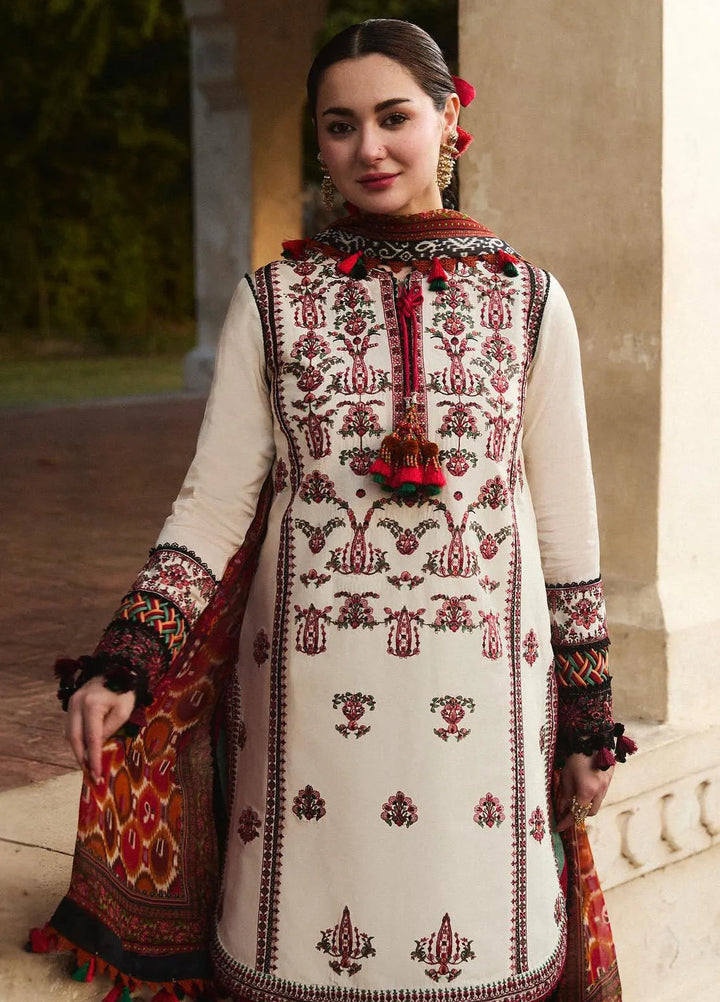 Hussain Rehar Embroidered Lawn Suit Unstitched 3 Piece HRR24S Fawn - Summer Collection