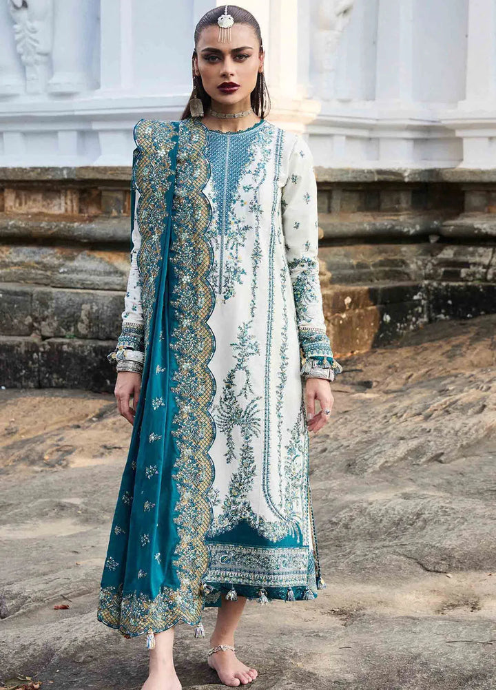 Hussain Rehar Embroidered Lawn Suit Unstitched 3 Piece HRR25LL D-10 Veil - Summer Collection
