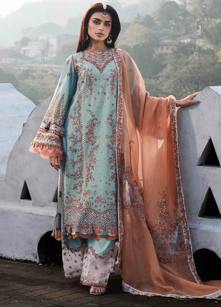 Hussain Rehar Embroidered Lawn Suit Unstitched 3 Piece HRR25LL D-12 Malibu - Summer Collection