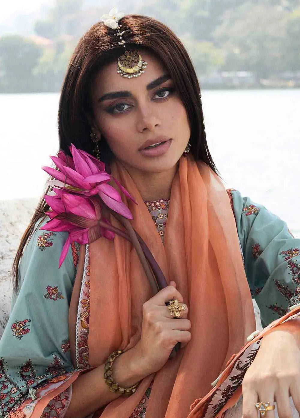 Hussain Rehar Embroidered Lawn Suit Unstitched 3 Piece HRR25LL D-12 Malibu - Summer Collection