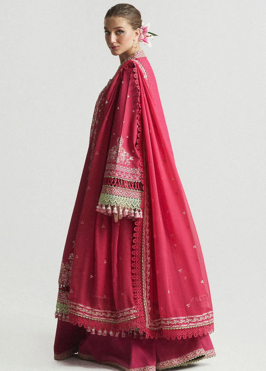 Hussain Rehar Embroidered Lawn Suit Unstitched 3 Piece HRRS24E Corale - Festive Collection