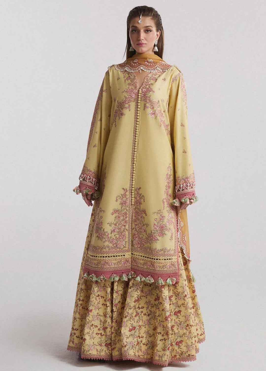 Hussain Rehar Embroidered Lawn Suit Unstitched 3 Piece HRRS24E Limone - Festive Collection