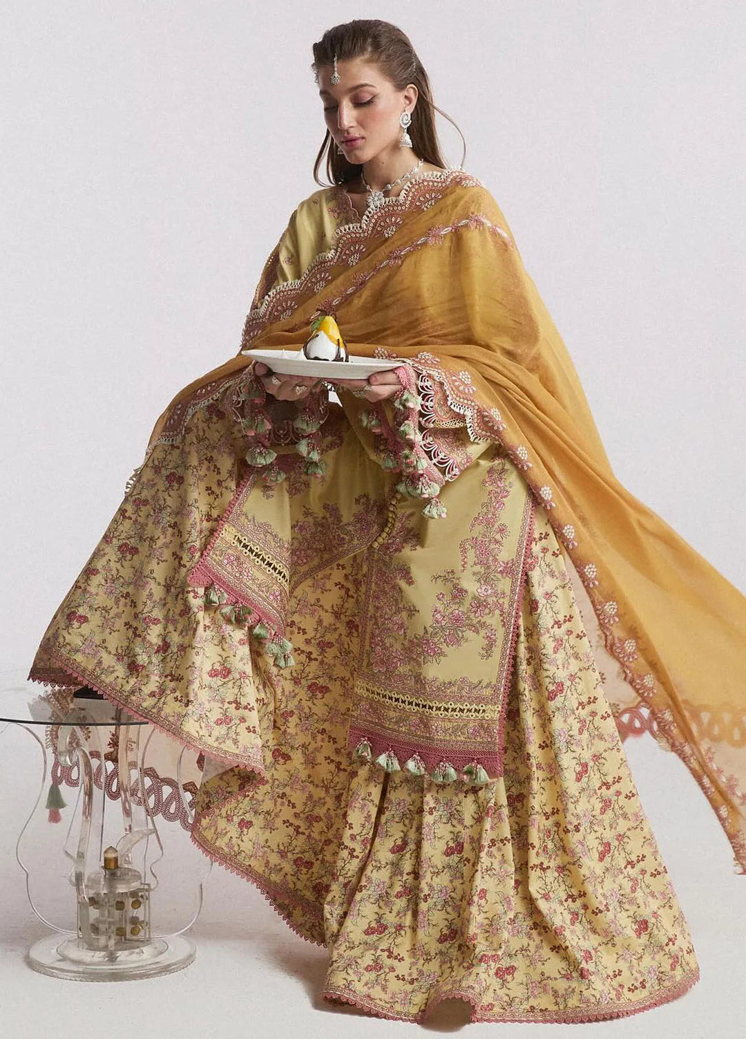 Hussain Rehar Embroidered Lawn Suit Unstitched 3 Piece HRRS24E Limone - Festive Collection