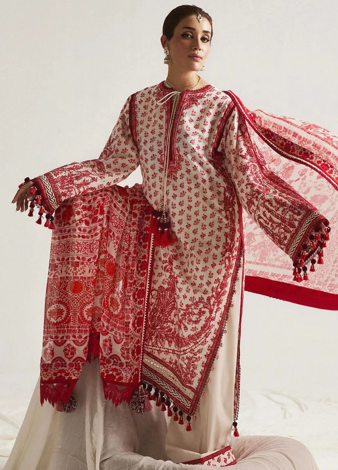 Hussain Rehar Embroidered Lawn Suit Unstitched 3 Piece HRRS24E Oro - Festive Collection