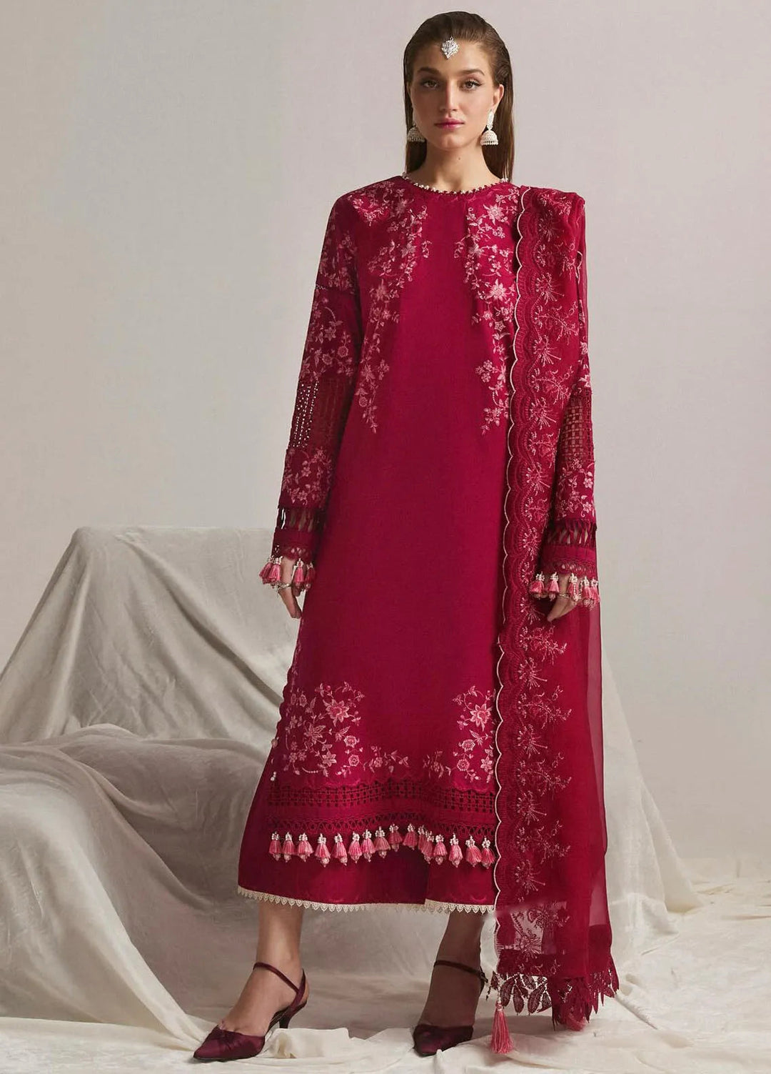 Hussain Rehar Embroidered Lawn Suit Unstitched 3 Piece HRRS24E Pelle - Festive Collection