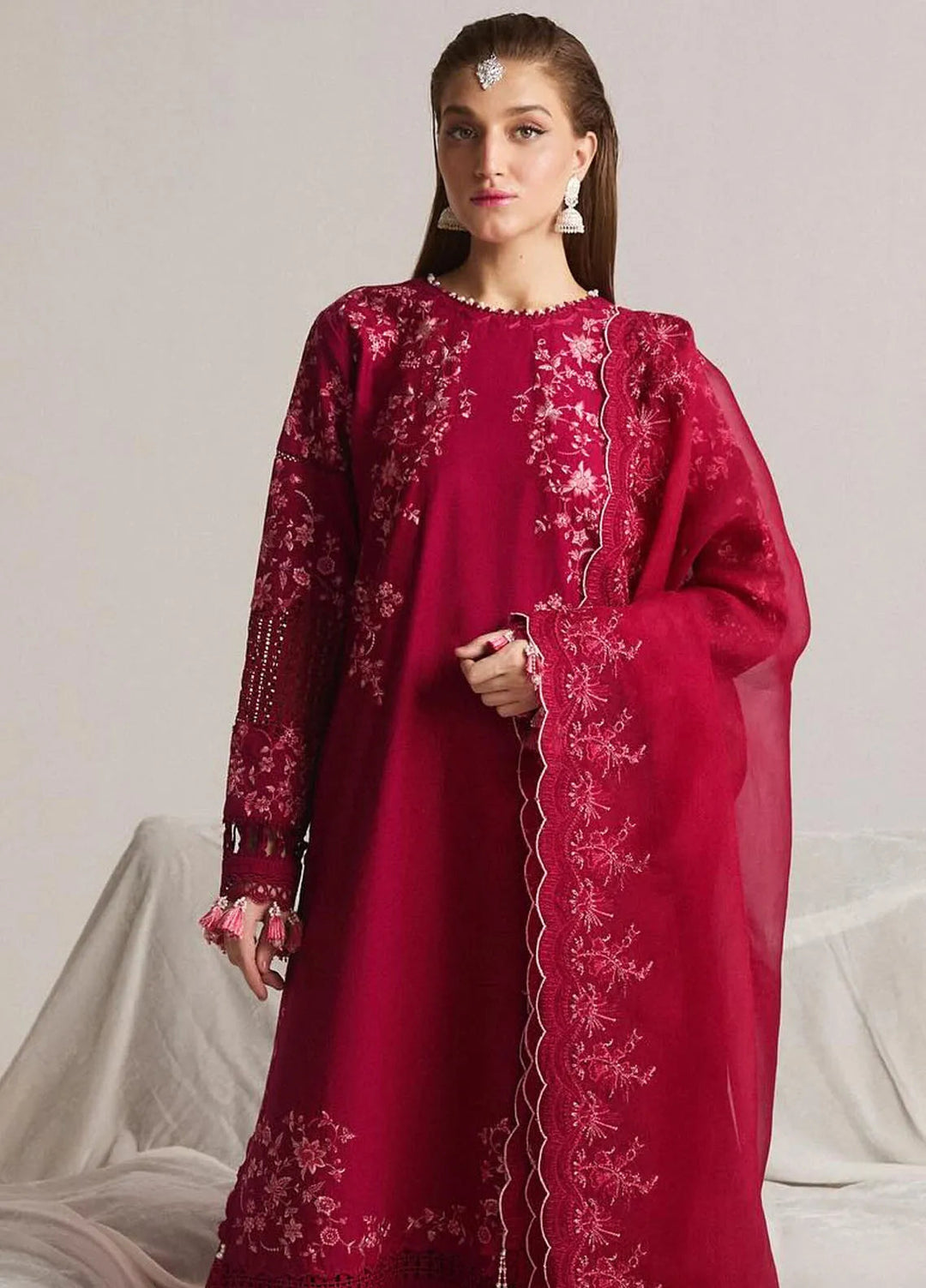 Hussain Rehar Embroidered Lawn Suit Unstitched 3 Piece HRRS24E Pelle - Festive Collection