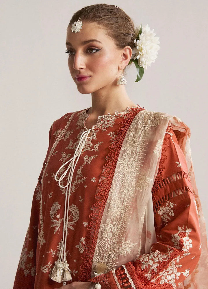 Hussain Rehar Embroidered Lawn Suit Unstitched 3 Piece HRRS24E Sienna - Festive Collection