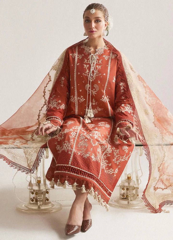 Hussain Rehar Embroidered Lawn Suit Unstitched 3 Piece HRRS24E Sienna - Festive Collection