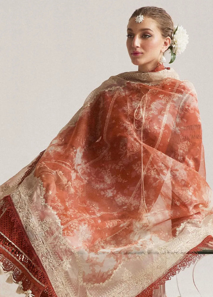 Hussain Rehar Embroidered Lawn Suit Unstitched 3 Piece HRRS24E Sienna - Festive Collection